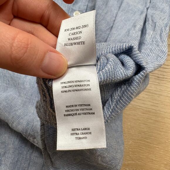 Rails Linen Striped Collared Button Up Men’s XL Color Blue - Picture 3 of 7